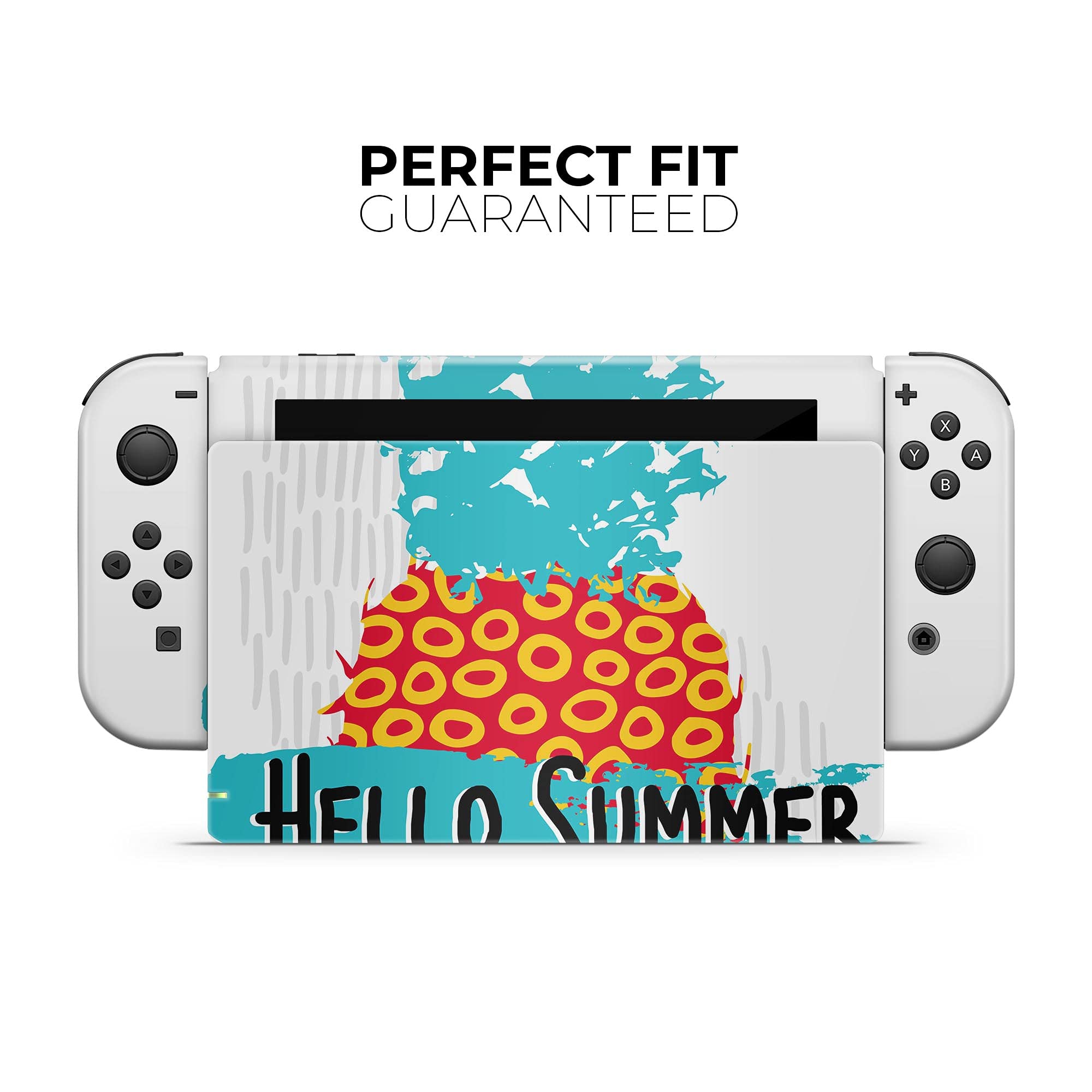 Nintendo Switch Lite Skin Decal - Protective Scratch-Resistant Removable Vinyl Wrap Cover - Retro Hello Summer Pineapple v2 Design - Perfect for Gaming Protection & Personalization