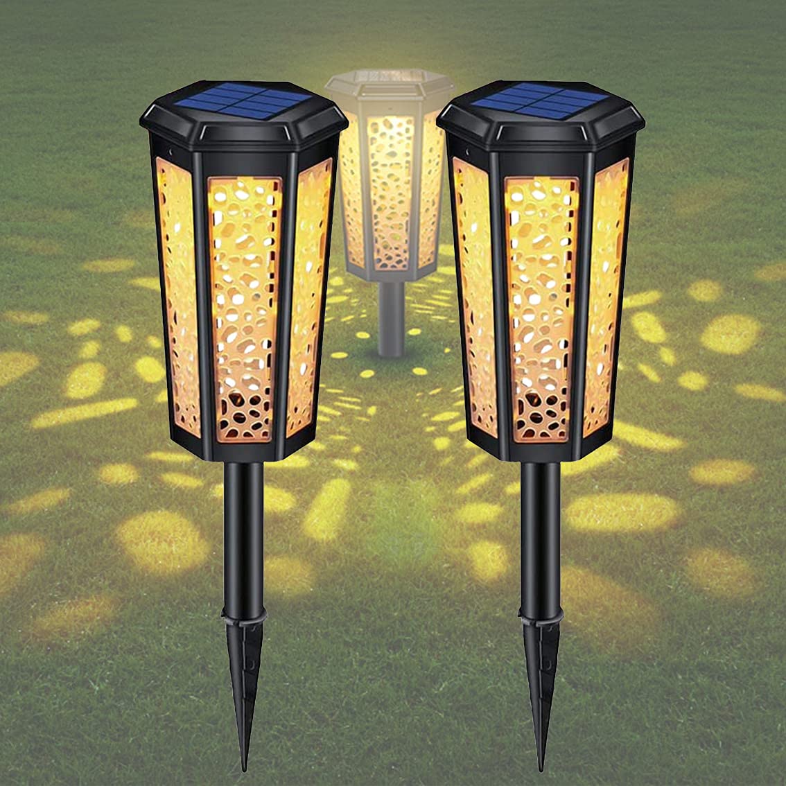 2 Pack Solar Pathway Lights Outdoor - Waterproof Auto On/Off Solar Garden Lights with 2 Modes | LED Landscape Lighting for Walkway, Driveway, Patio, Yard, Pool Area | Perfect for Nighttime Safety & Garden Decor