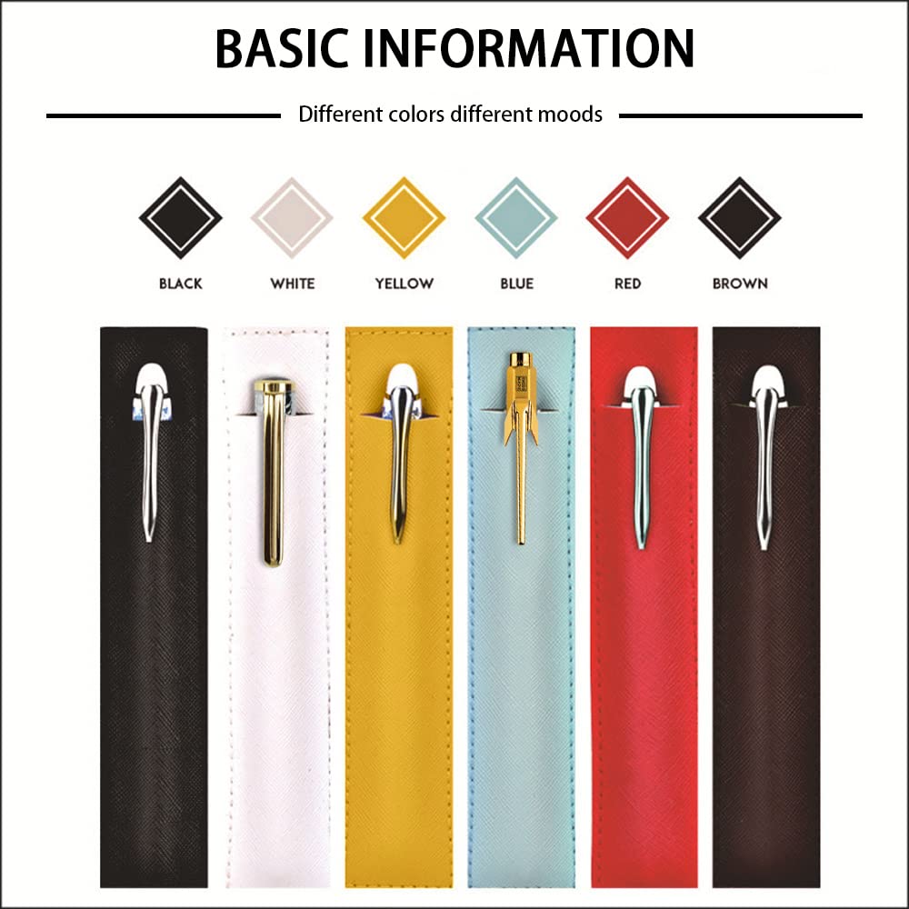 5-Pack Leather Pen Pouch Sleeves - Fountain Pen Holder Case for Stylus & Pencils - Office & School Use