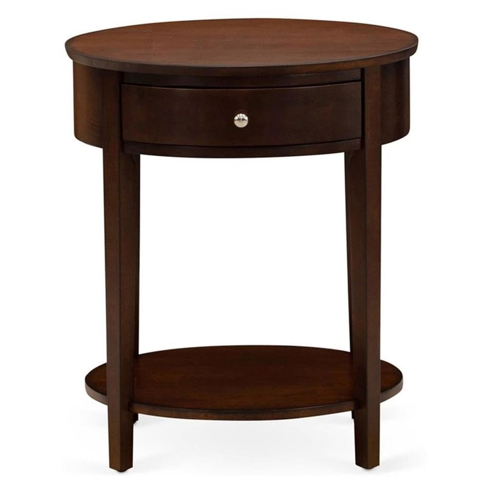 Mid Century Modern Wood End Table with Drawer - Antique Mahogany Finish - Sturdy & Stable Side Table for Living Room, Bedroom, or Office