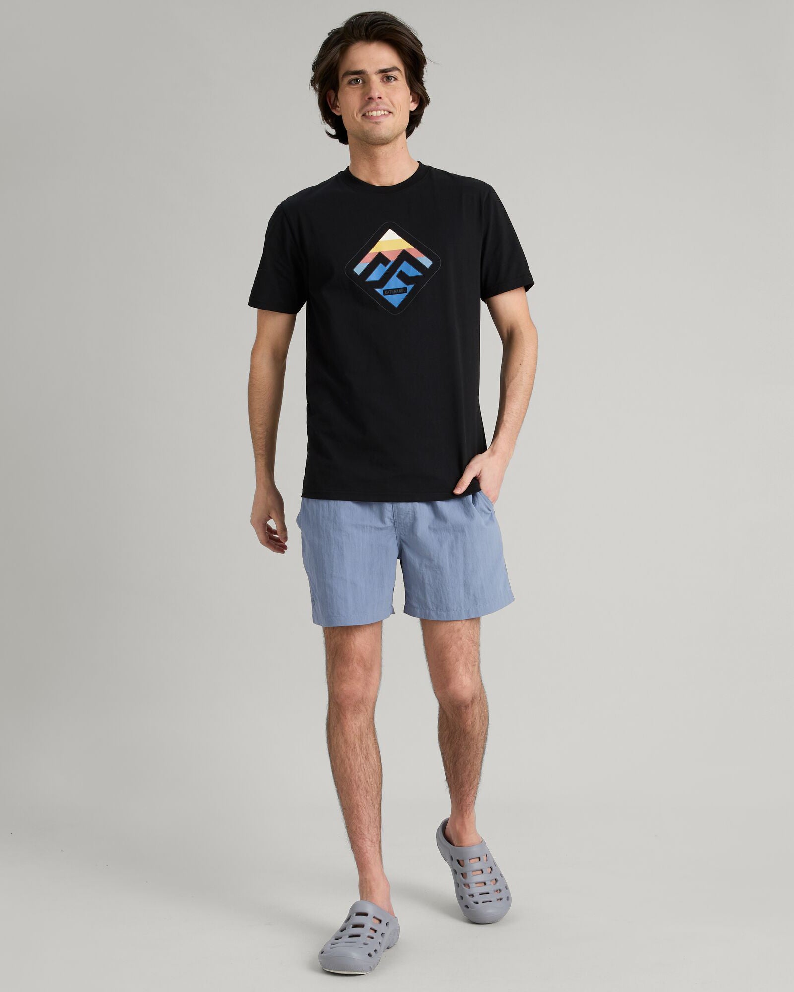Men's Horizon Print Organic Cotton T-Shirt - Black | Eco-Friendly Casual Wear for Everyday Comfort