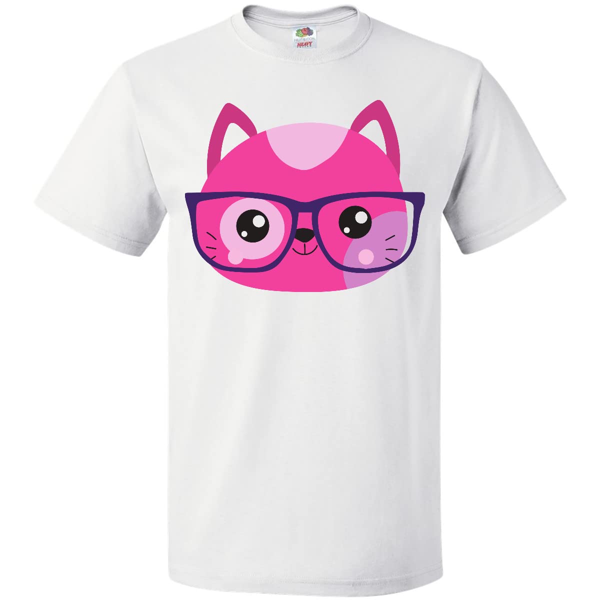 Inktastic Hipster Cat with Glasses - Cute Kitten Graphic Tee for Men & Women | Casual Cotton T-Shirt for Cat Lovers, Funny Pet Apparel - Perfect for Gifts, Parties & Everyday Wear