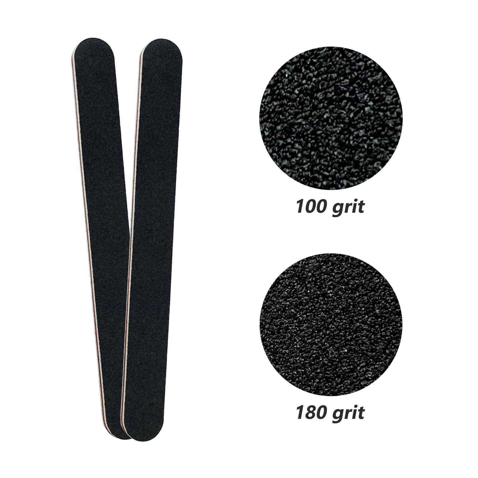 60 Pack Black 100/180 Grit Double Sided Emery Boards - Professional Reusable Nail Files for Manicure & Pedicure at Home or Salon - Perfect for Nail Care, DIY Grooming & Beauty Essentials