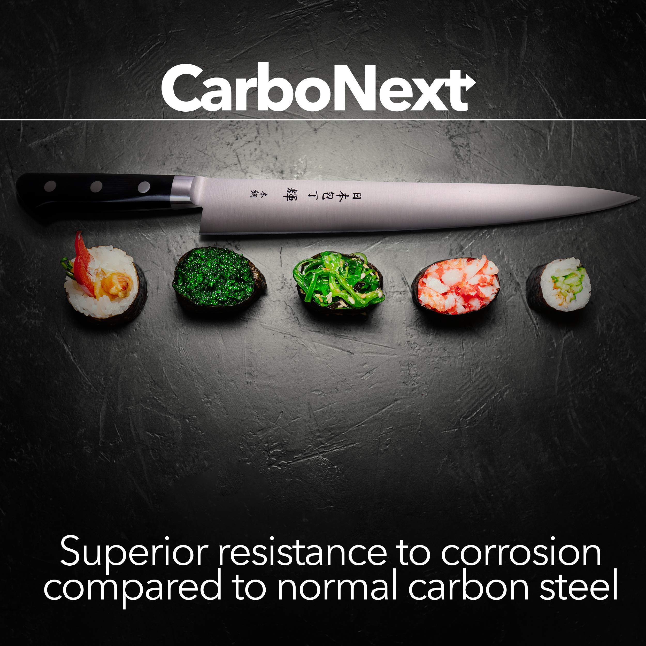 Kagayaki CarboNext Japanese Chef’s Knife KC-8ES - 9.4 Inch Professional Sujihiki Slicing Knife - High Carbon Tool Steel Kitchen Knife with Ergonomic Pakkawood Handle - Perfect for Sushi, Meat Slicing & Precision Cutting