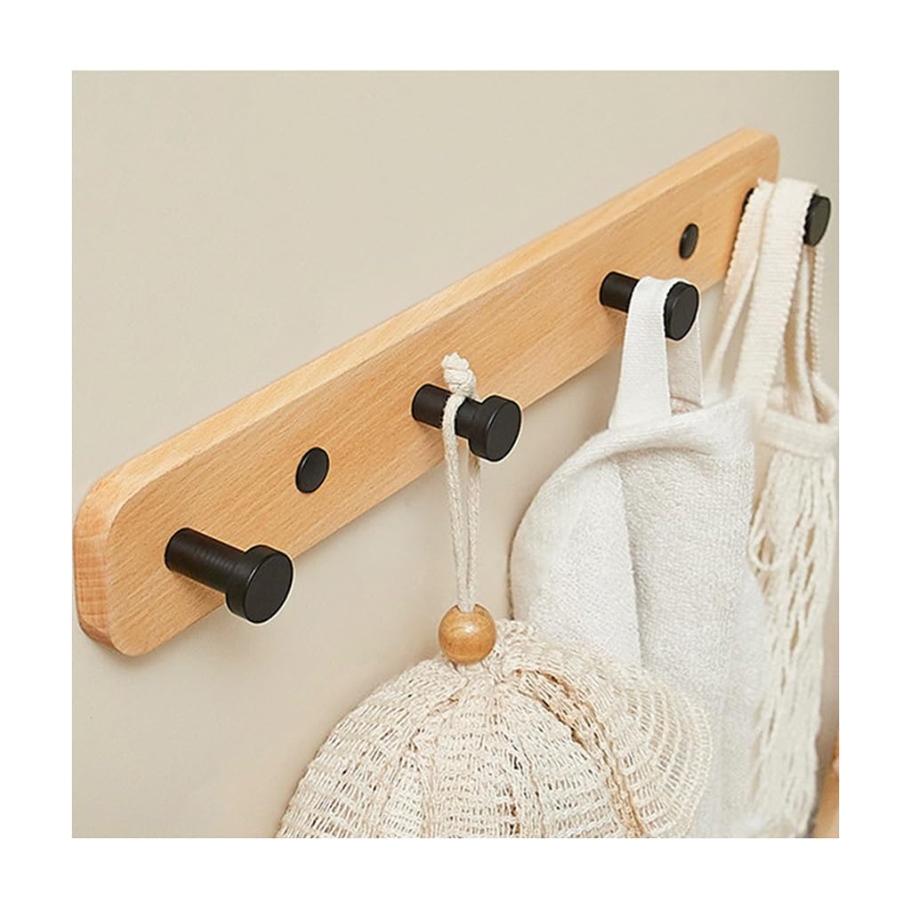 Wall Mounted Coat Rack with 3-6 Hooks - Sturdy Peg Rail for Jackets, Hats, Towels & Clothes (Black, 35x5cm) - Perfect for Entryway, Bedroom & Bathroom Organization