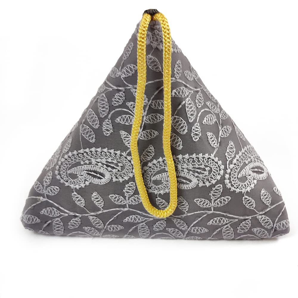 Avanti Creations Lucknowi Embroidered Potli Bags - Elegant Indian Clutch Purses for Women, Wedding Gift Bags, Samosa-Shaped Handmade Potli for Festivals & Special Occasions