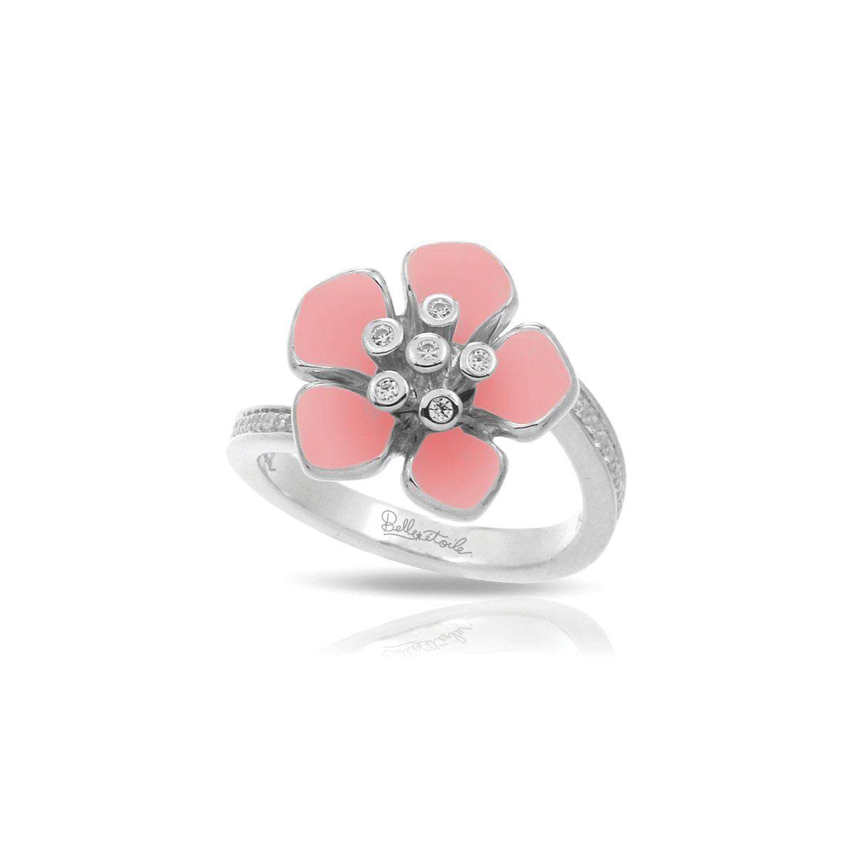 Belle Etoile Rose Quartz Forget Me Not Ring - Size 9 | Dainty Floral Jewelry for Women, Perfect for Valentine's Day, Anniversary & Romantic Gifts