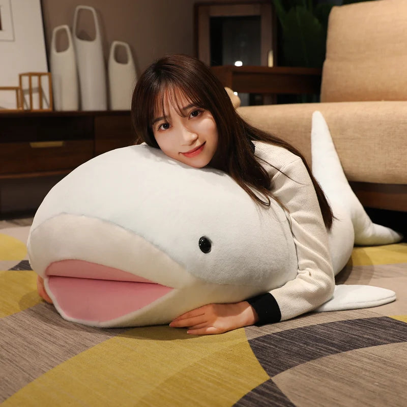 55/70/120cm Giant Whale Plush Toy - Soft Stuffed Animal Shark Pillow for Kids & Children | Cute Sleeping Cushion, Nursery Decor, Birthday Gift, Cuddle Companion for Bedtime & Playtime