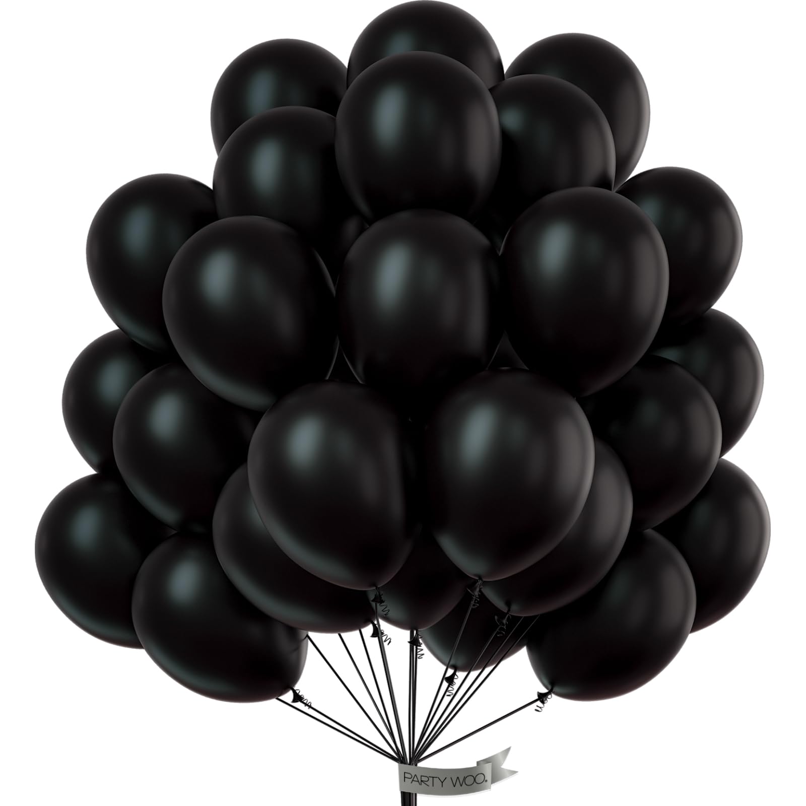 100-Pack 10 Inch Matte Black Latex Balloons for Helium - PartyWoo Premium Balloons for Graduation, Halloween, New Year, Anniversary, Birthday & Retirement Party Decorations - Perfect for Indoor & Outdoor Celebrations