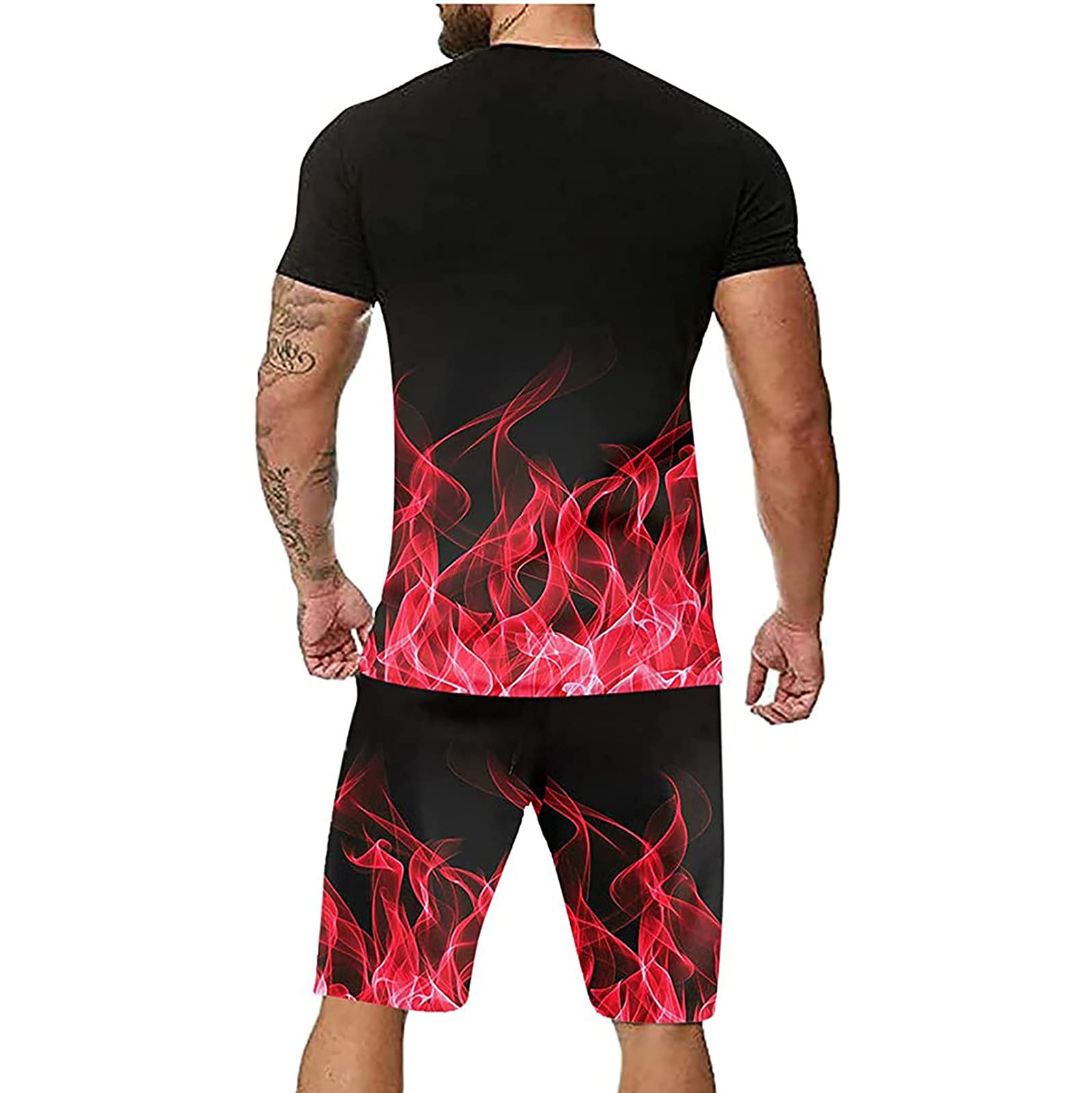 **Men's Summer Tracksuit Set - Short Sleeve Crewneck Shirt & Sweatpants - 2 Piece Activewear for Gym, Running & Casual Outfits**