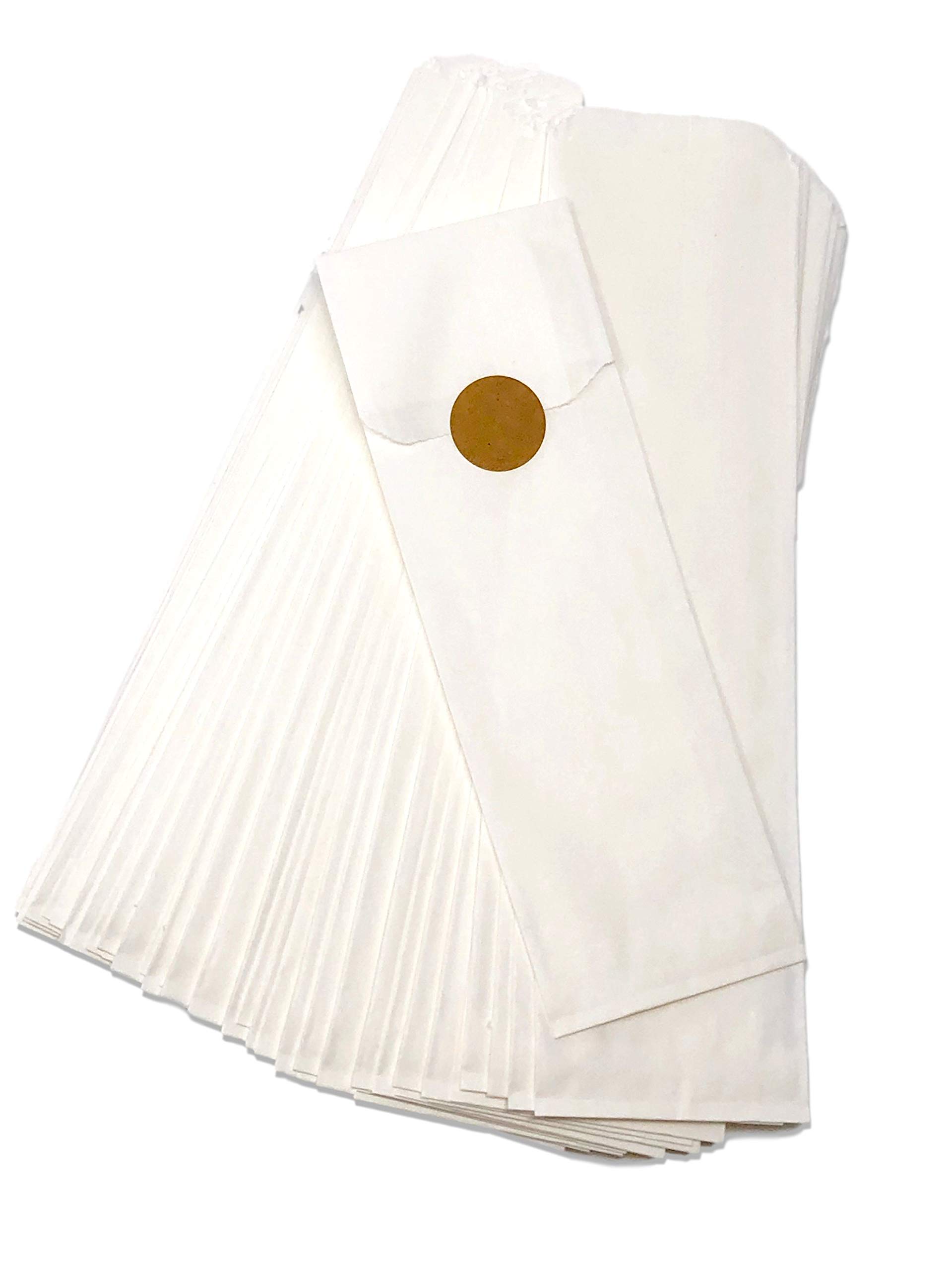 Premium Kraft Churro Bags with Sealing Stickers - 125 Pack for Pretzel Rods, Bakery Treats & Silverware | Includes Labeling Stickers | Made in USA | Perfect for Party Favors, Wedding Treats & Small Business Packaging