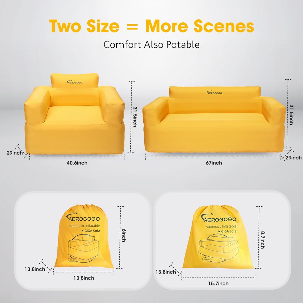 **Self-Inflating Camping Couch with Built-in Air Pump – Portable Inflatable Air Sofa Lounger for Indoor & Outdoor Use – 4kPa High-Pressure Durable Blow Up Couch for Camping, Picnic, Beach, Home, and Travel (Armchair Style)**