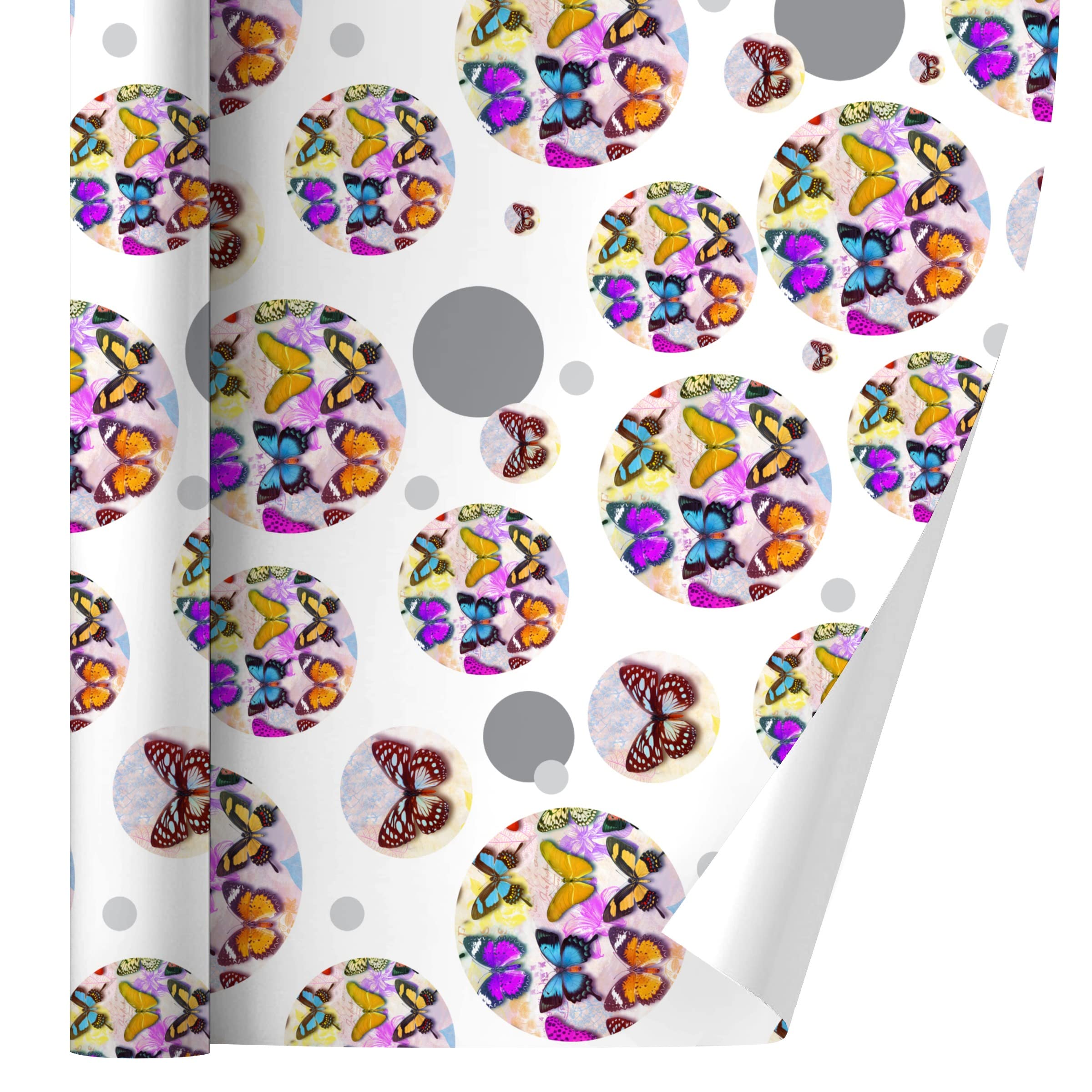 Colorful Butterflies Gift Wrap Paper Roll - Vibrant Butterfly Design Wrapping Paper for Birthdays, Parties & Special Occasions - 24