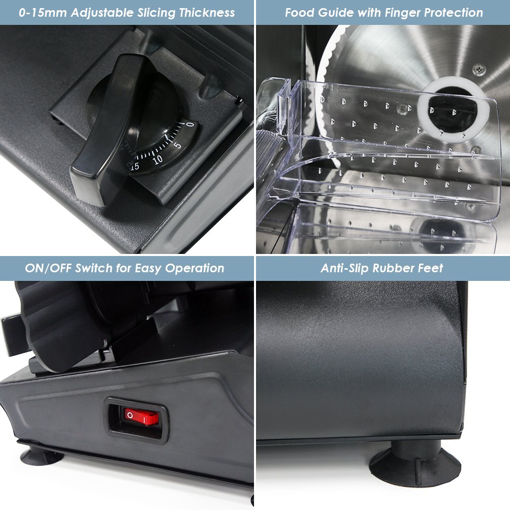 Elite Gourmet EMT-625B Electric Deli Food Meat Slicer - 7.5