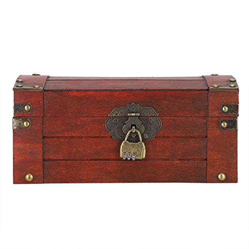 Vintage Wooden Jewelry Storage Box with Combination Lock - Waterproof & Dustproof Jewelry Organizer for Women & Girls - Home, Office, Travel & Gift Use