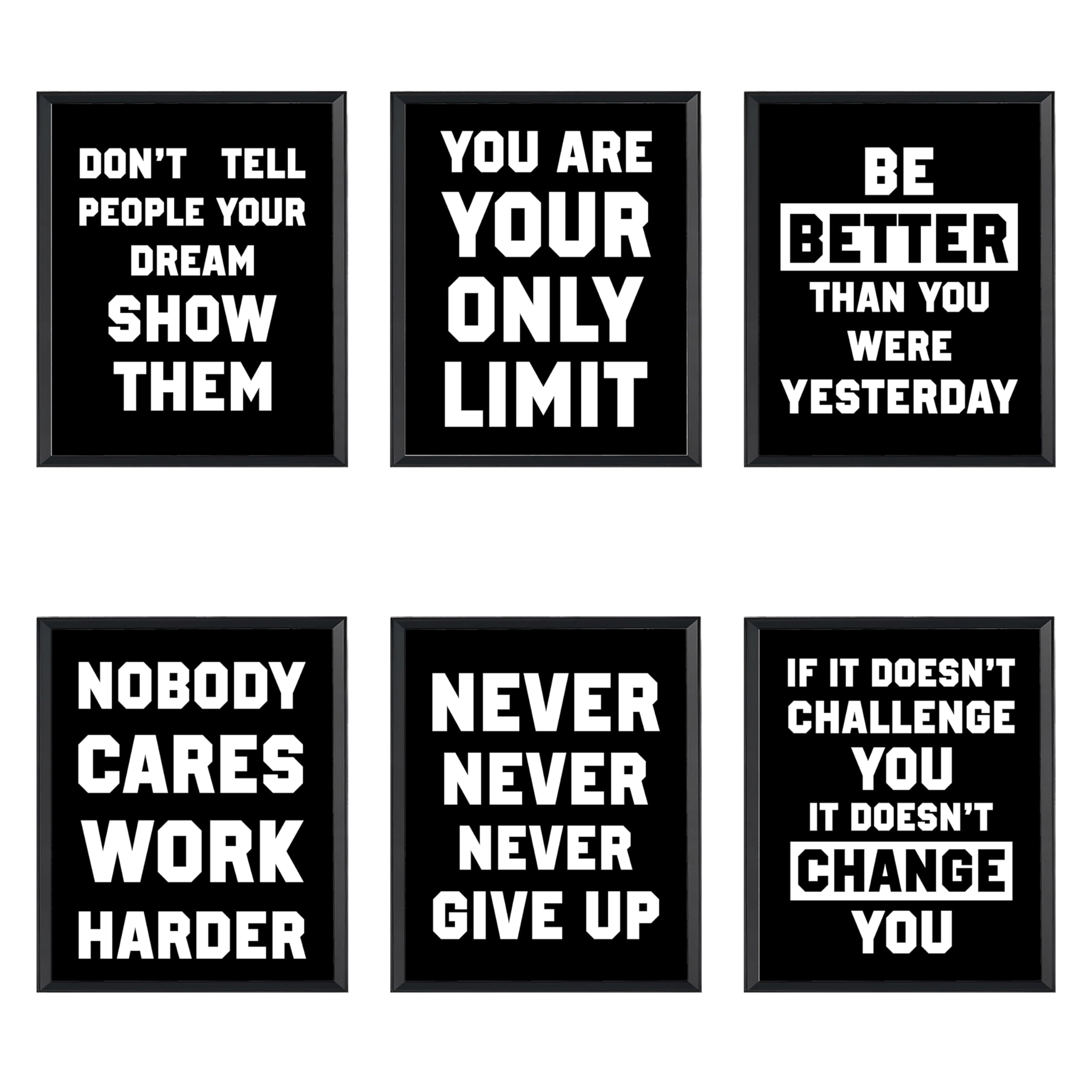 Motivational Quotes Wall Art Prints 8x10 Unframed (6-Pack) - Inspirational Home & Office Decor for Living Room, Bedroom, Workspace - Perfect for Gifts, Meditation Spaces & Daily Encouragement