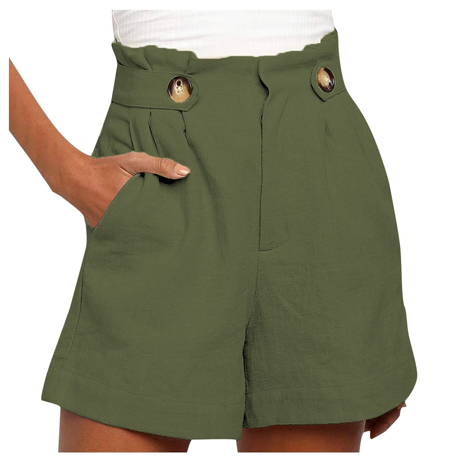 BEUU Women's High Waisted Elastic Waist Summer Shorts - Loose Fit Wide Leg Casual Shorts for Women | Perfect for Beach, Vacation, and Everyday Wear