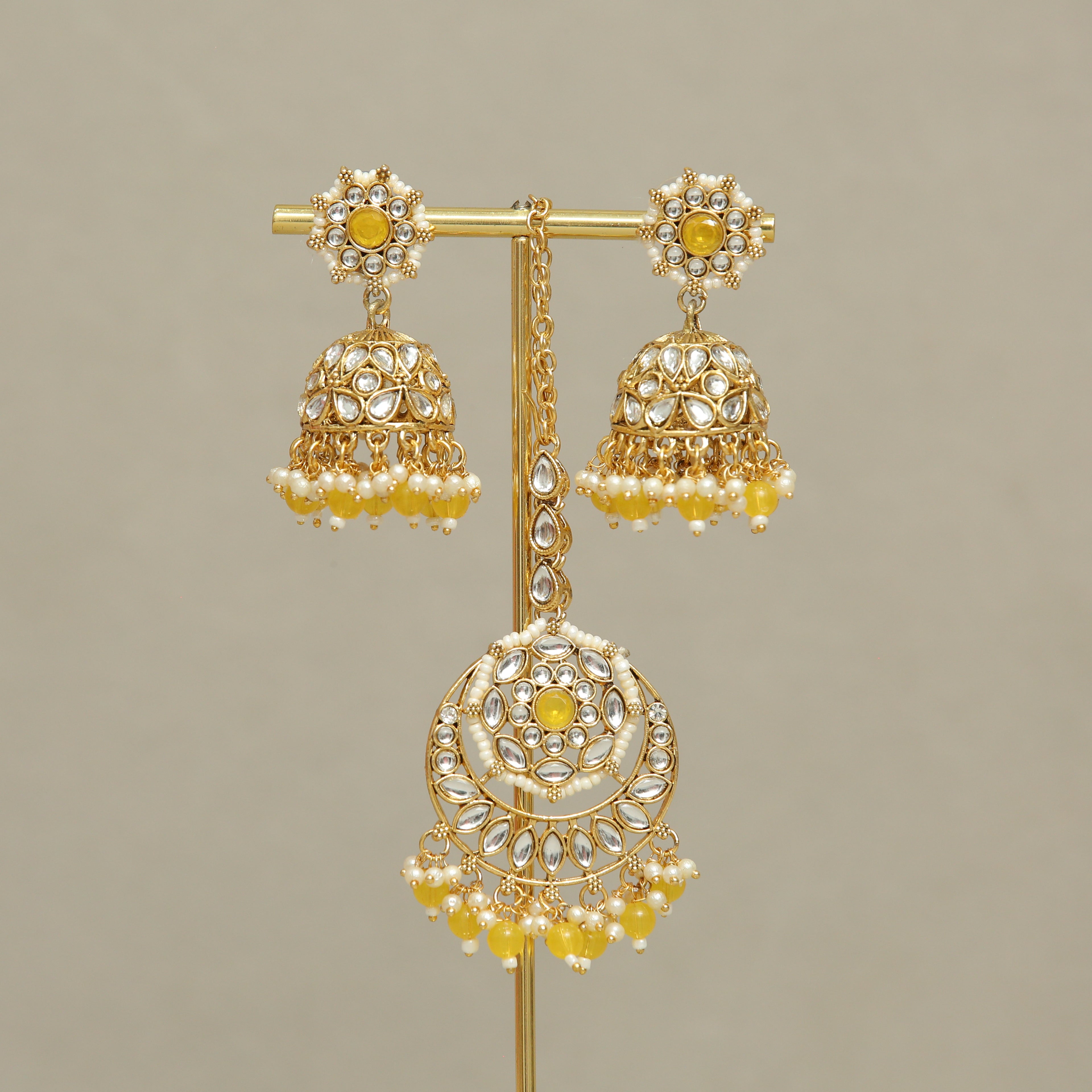 Girisha Kundan Earrings and Tikka Set | Traditional Indian Jewelry for Women | Perfect for Weddings, Parties & Festive Occasions