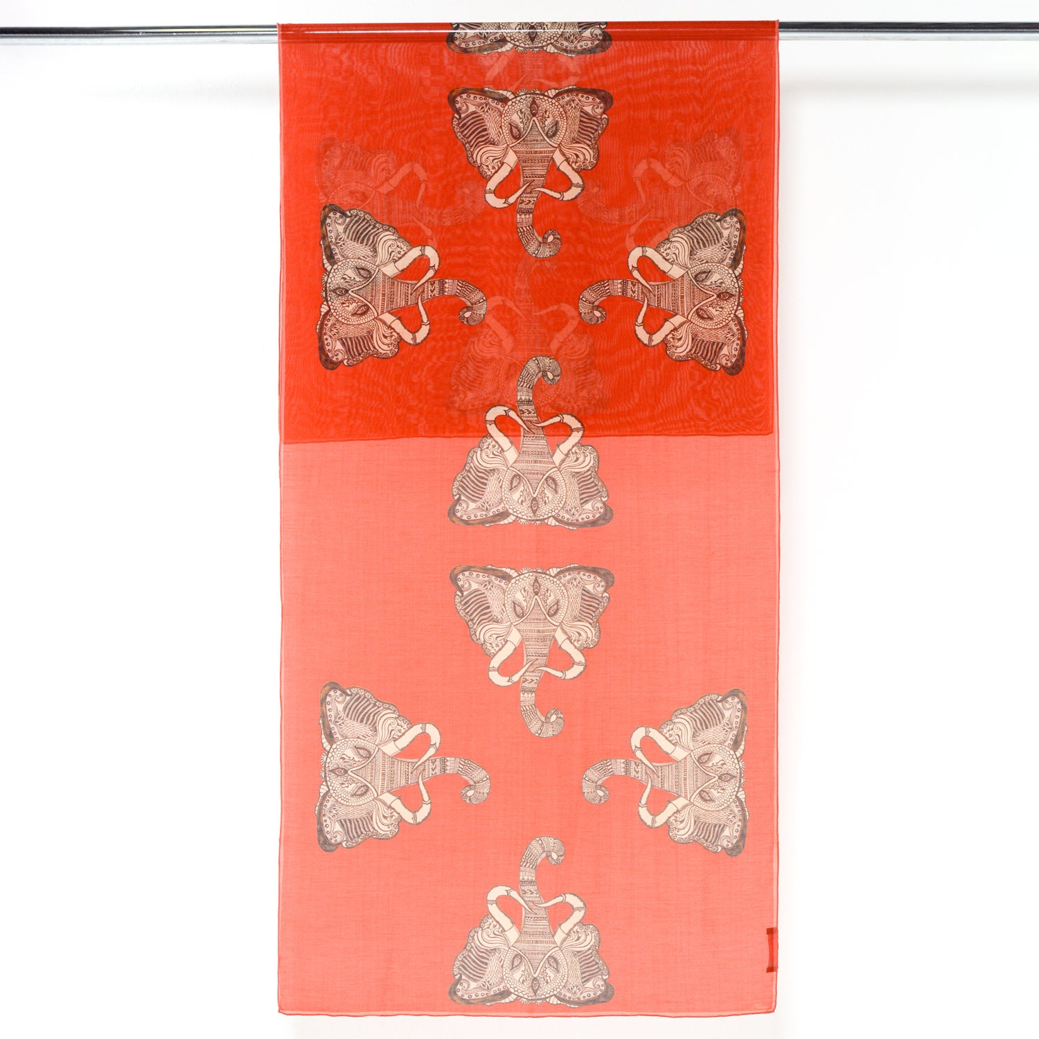 Thai Elephant Print Long Silk Cotton Scarf - Soft Lightweight Wrap for Women, Travel Accessory, Gift for Her, Perfect for Beach, Office and Special Occasions