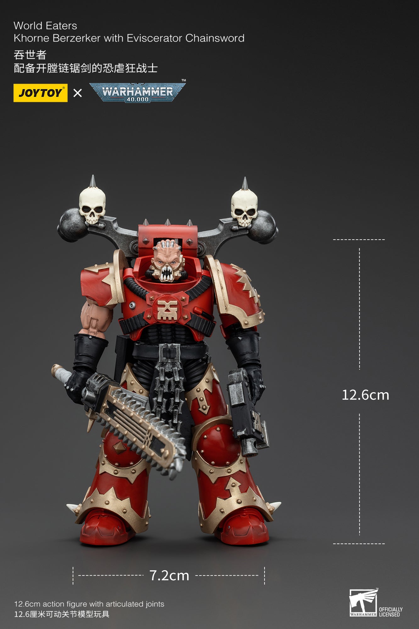 JOYTOY 1/18 Scale Warhammer 40K World Eaters Khorne Berzerker Action Figure - Collectible Miniature for Tabletop Gaming & Display