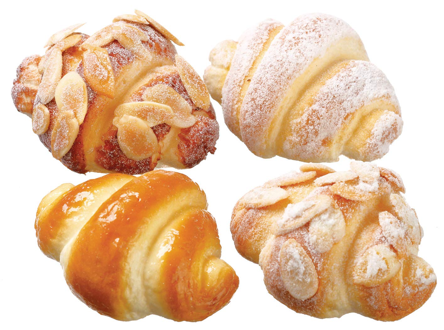 Artificial Mini Croissant Rolls - 4 Piece Fake Bakery Display Decor for Dessert Shops, Wedding Cakes & Home Kitchen Decor
