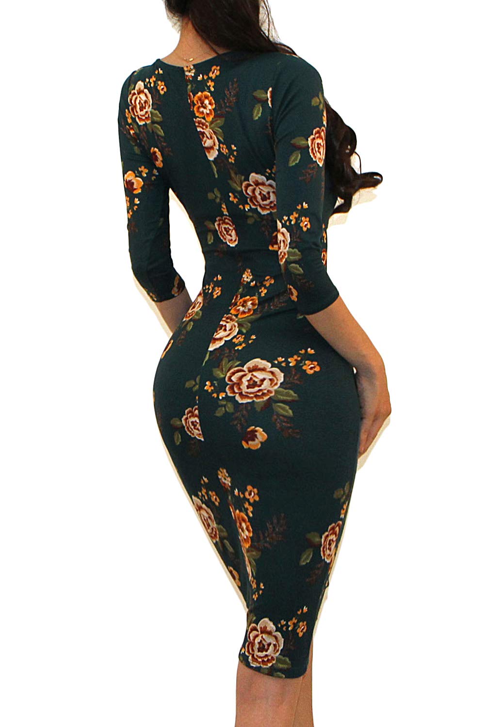 Women's Slim Fit Bodycon Pencil Midi Dress - Classic American Style for Office, Party & Date Night | Flattering Figure-Hugging Design for Formal & Casual Occasions