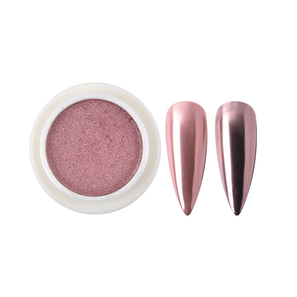 MEILINDS Solid Mirror Powders - Rose Gold Chrome Nail Pigment for Nail Art, Shining Glitter Powder for Mirror Effect Manicure | Perfect for Gel Polish, Acrylic Nails & DIY Nail Decoration