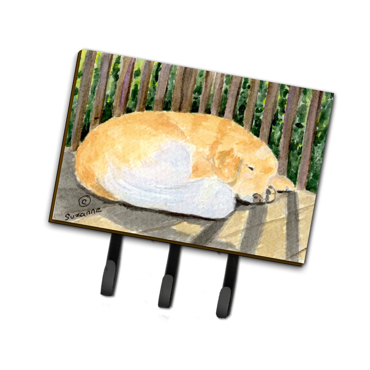 Golden Retriever Wall Hook Organizer - 6 Key Holder & Coat Rack with Leash Hanger - Rustic Home Decor for Entryway, Kitchen, Bathroom - Perfect for Hanging Keys, Towels, Aprons, Leashes & More