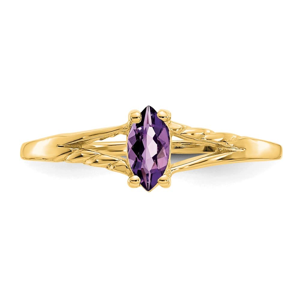 14K Yellow Gold Amethyst Birthstone Ring for Women - February Birthstone Jewelry, Size 7 - Elegant Fine Jewelry Gift for Her, Valentine's Day, Anniversary & Birthday Present