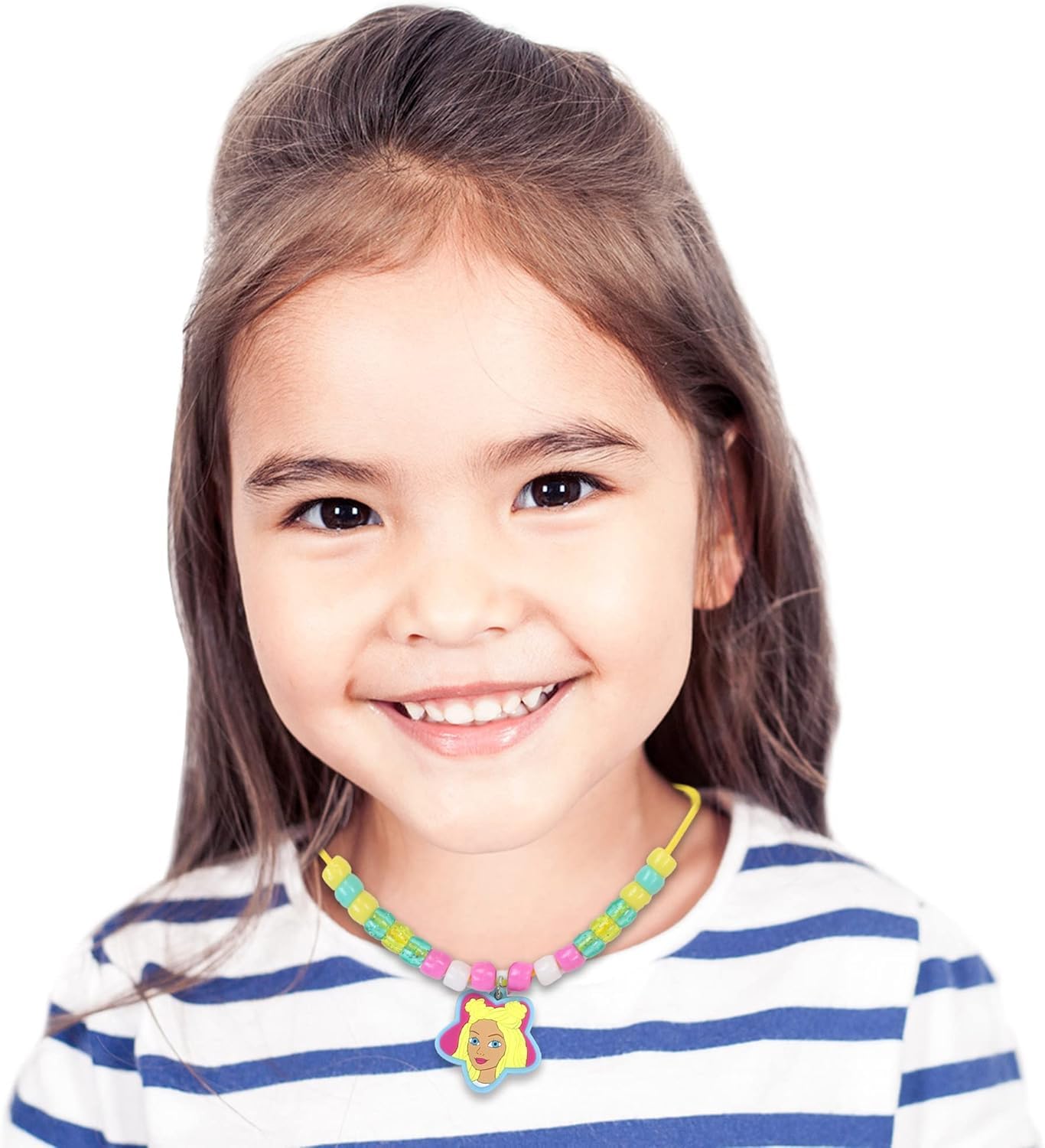 Barbie Necklace Activity Set for Kids - DIY Jewelry Making Kit with Beads & Charms - Creative Fun Gift for Girls Ages 6-12 | Birthday Party, Arts & Crafts, Pretend Play Dress Up