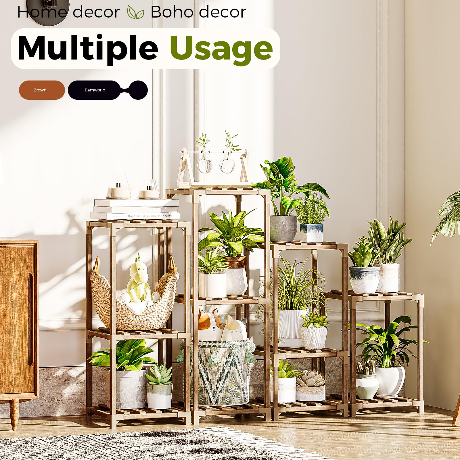 4 Sets of Modern Plant Stands for Indoor & Outdoor Use - Sturdy Plant Holder for Living Room, Balcony, Garden - Perfect for Home Decor & Small Space Gardening