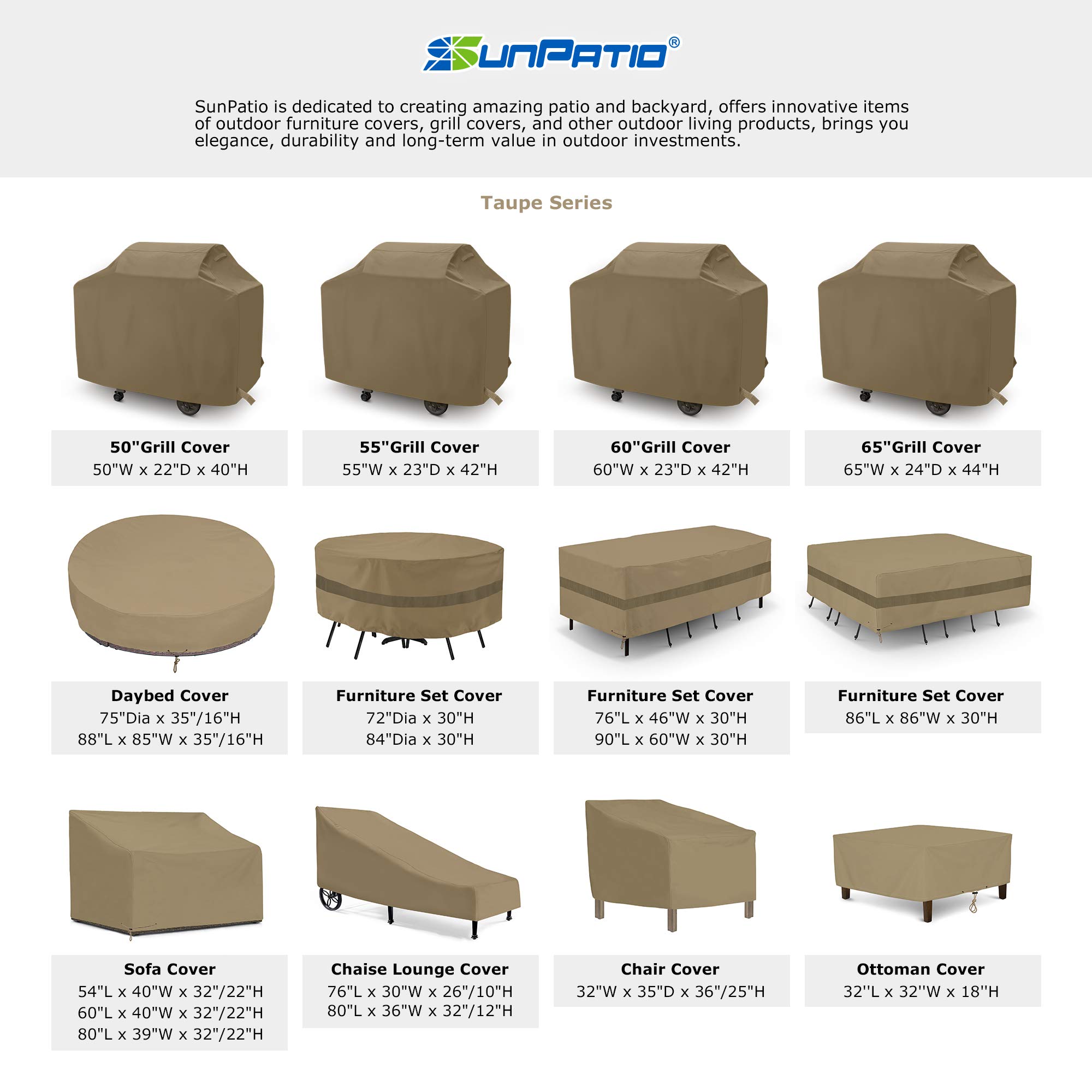 **SunPatio Heavy Duty Waterproof Round Patio Table and Chairs Cover – 84