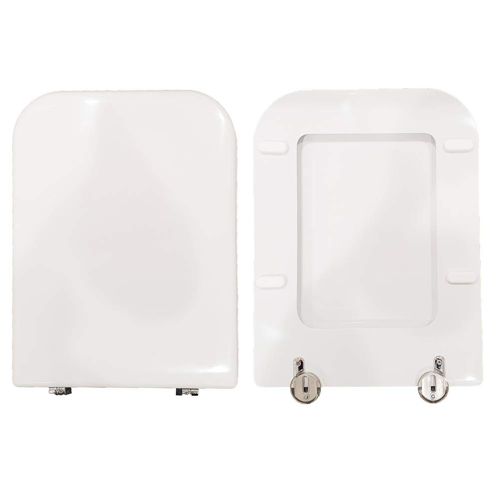 NOVASEDILI White Polyester Resin Coated Wooden Toilet Seat Cover - Terra Flaminia Style for Bathroom Upgrade & Home Decor
