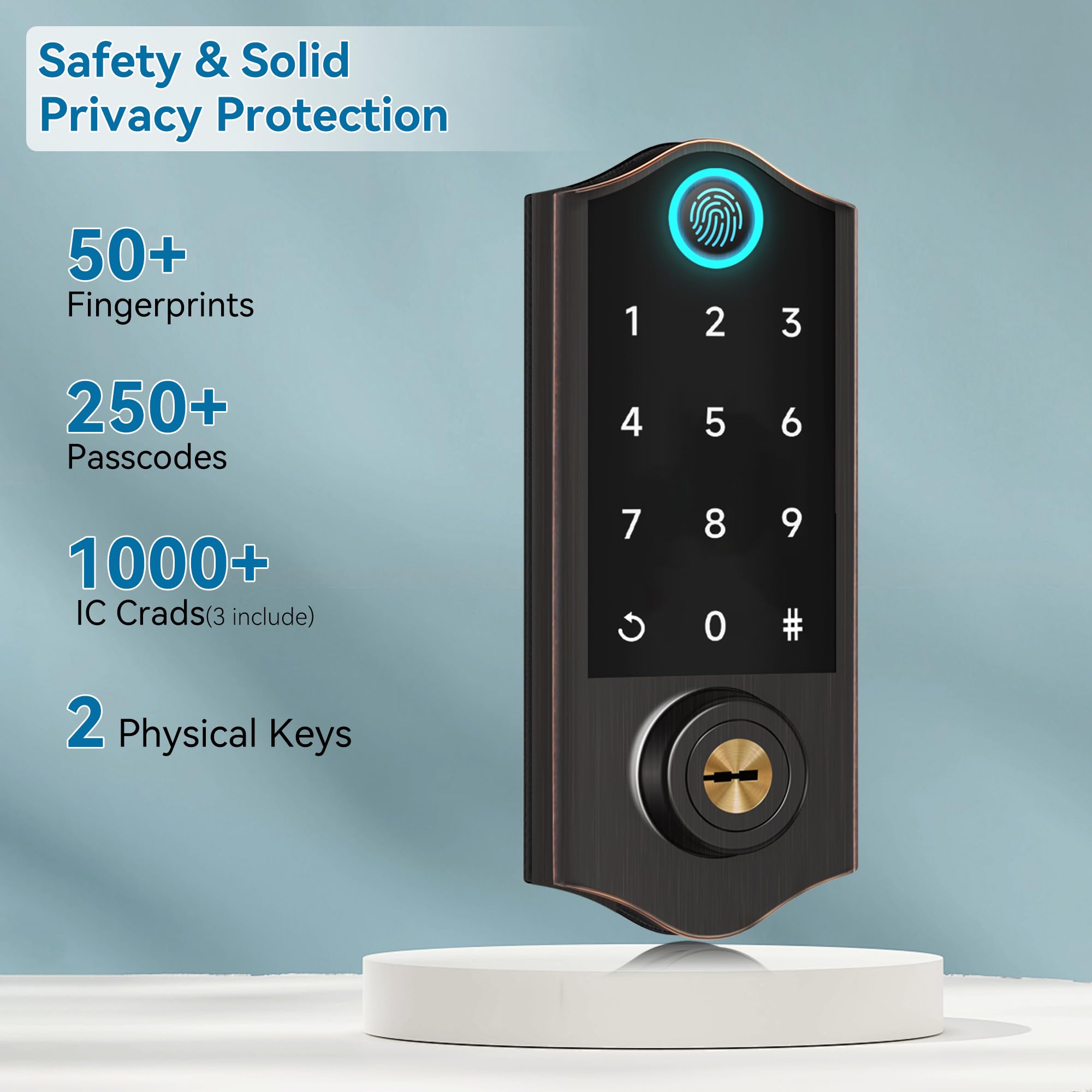 Harfo Smart Fingerprint Door Lock with Keypad & App Control - Keyless Entry Deadbolt for Front Door, Touchscreen Electronic Digital Lock with Auto Lock Feature, Aged Bronze Finish - Perfect for Home Security & Smart Access Control