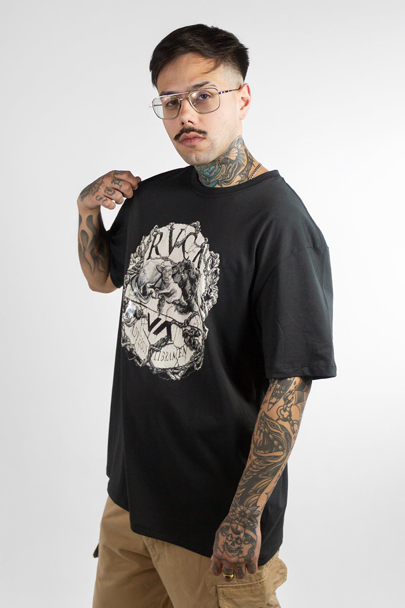 RVCA Lion & Lamb T-Shirt for Men - Premium Cotton Graphic Tee - Streetwear & Casual Style - Perfect for Everyday Wear, Gym, and Outdoor Activities