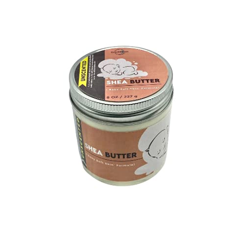 Organic Unscented Handcrafted Shea Body Butter for Babies - 8 oz | Hypoallergenic, Ultra-Moisturizing | Perfect for Baby Massage, Dry Skin & Sensitive Skin Care