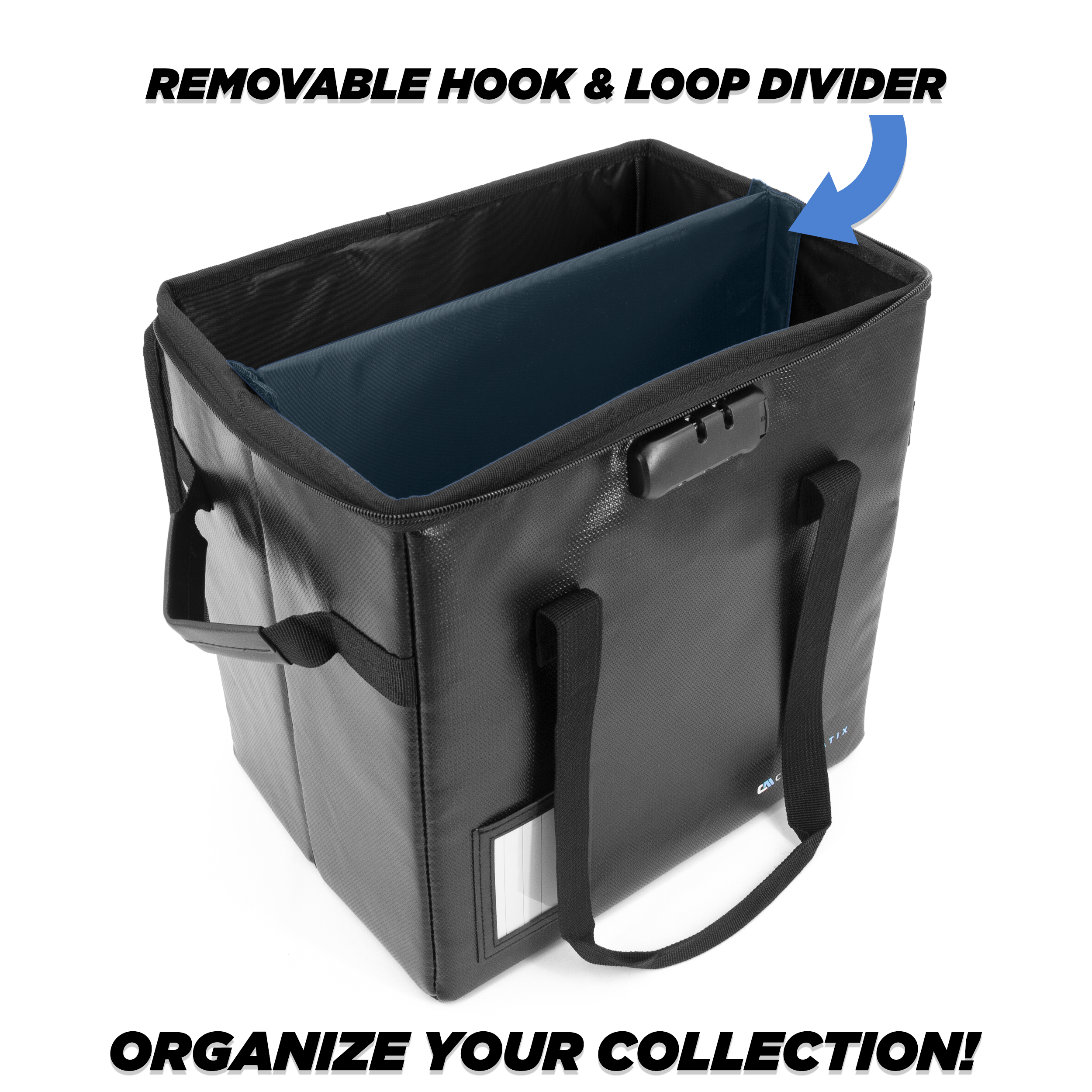 CASEMATIX Fireproof Vinyl Record Storage Case - Holds 40 Records, Lockable & Adjustable Dividers - Perfect for Home, Studio & Travel Use