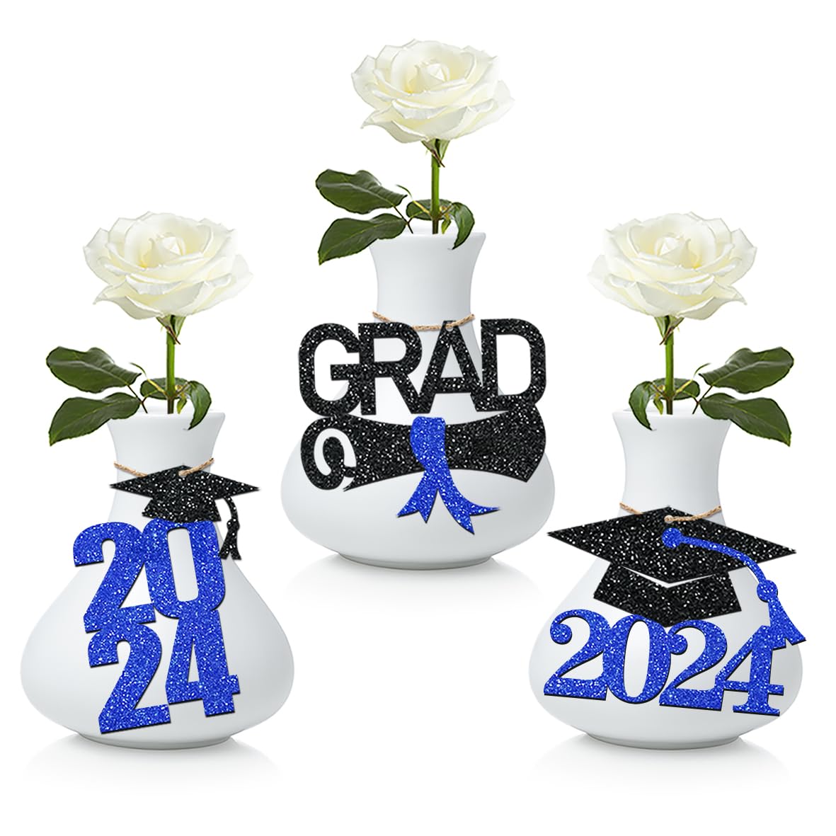 24 Pcs 2024 Graduation Tags - Blue Class of 2024 Party Decorations, Graduation Centerpieces & Gift Tags for Graduation Table Decor | Perfect for Graduation Parties, School Events & Celebration Decor