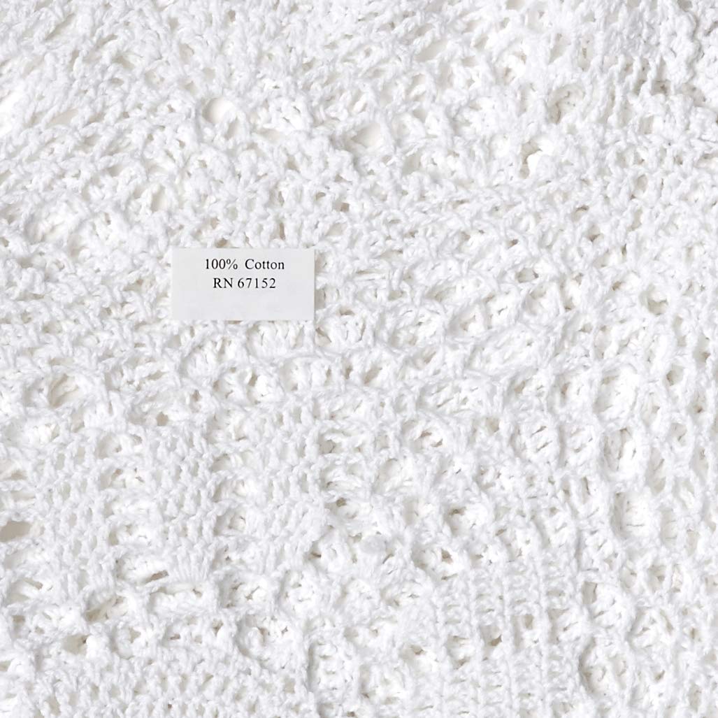 Elegant White Crochet Table Runner 16x36 Inches - Handmade Saro Lifestyle Home Decor for Dining Table, Wedding, and Farmhouse Decor