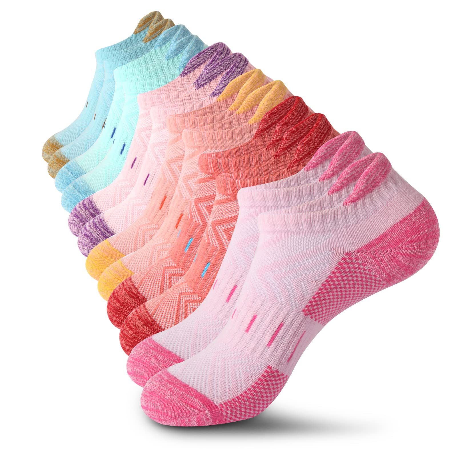 6 Pairs Women's Athletic Ankle Socks - Cushioned Low Cut Running Socks for Sports, Workout & Everyday Comfort