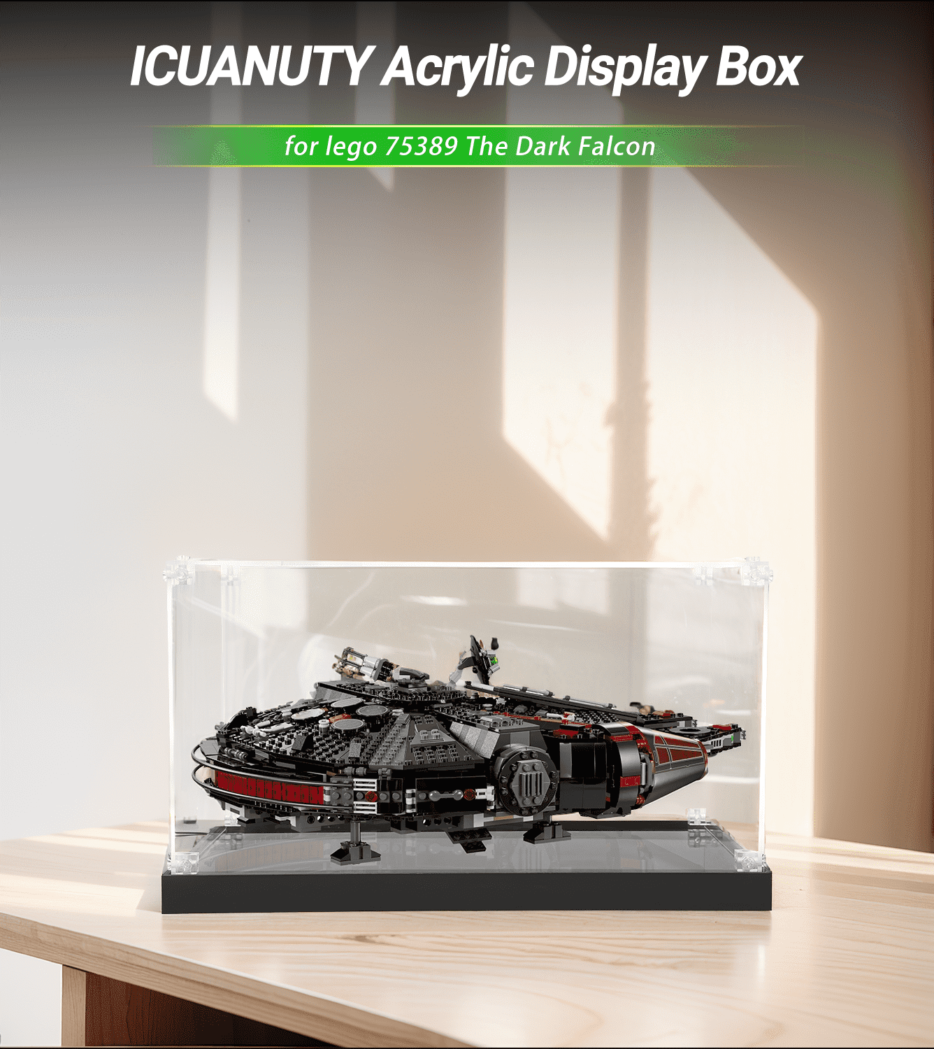 LEGO Star Wars The Dark Falcon 75389 Display Case - Premium Acrylic Showcase for Collectible Model | Perfect for Home Decor, Office Display & Gift for Star Wars Fans