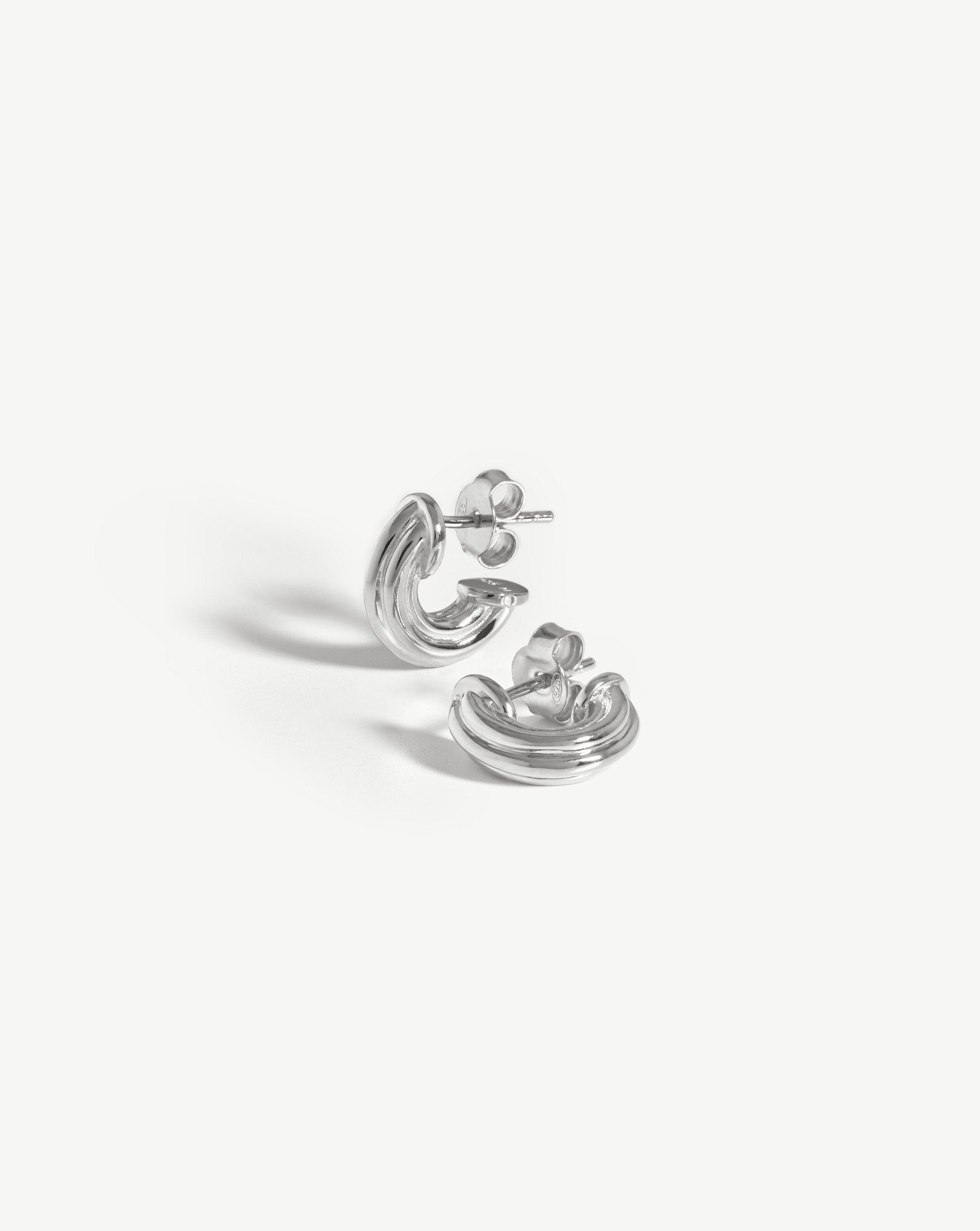 Sterling Silver Ridge Huggies Earrings - Dainty & Elegant Hoop Earrings for Women - Perfect for Everyday Wear, Parties & Special Occasions