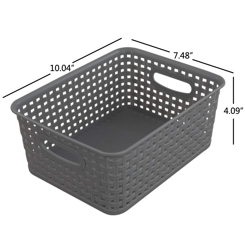 Pekky Grey Plastic Storage Baskets - 6 Pack Classroom Organization Bins for School Supplies, Toys, Books & Home Organization | Perfect for Teachers, Kids Rooms & Office Storage