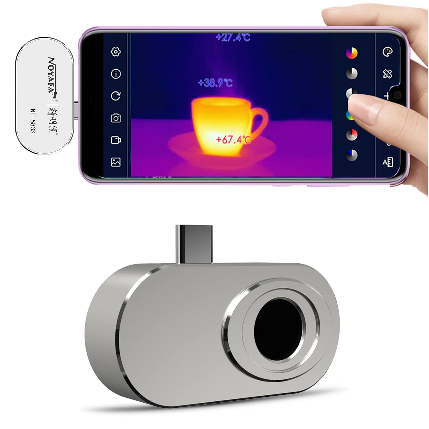 NOYAFA NF-583S Thermal Imaging Camera for Android Smartphones - 160x120 IR Resolution, 25Hz, 6 Color Palettes, Video Recording - Perfect for Home Inspection, Electrical Maintenance & Outdoor Adventures