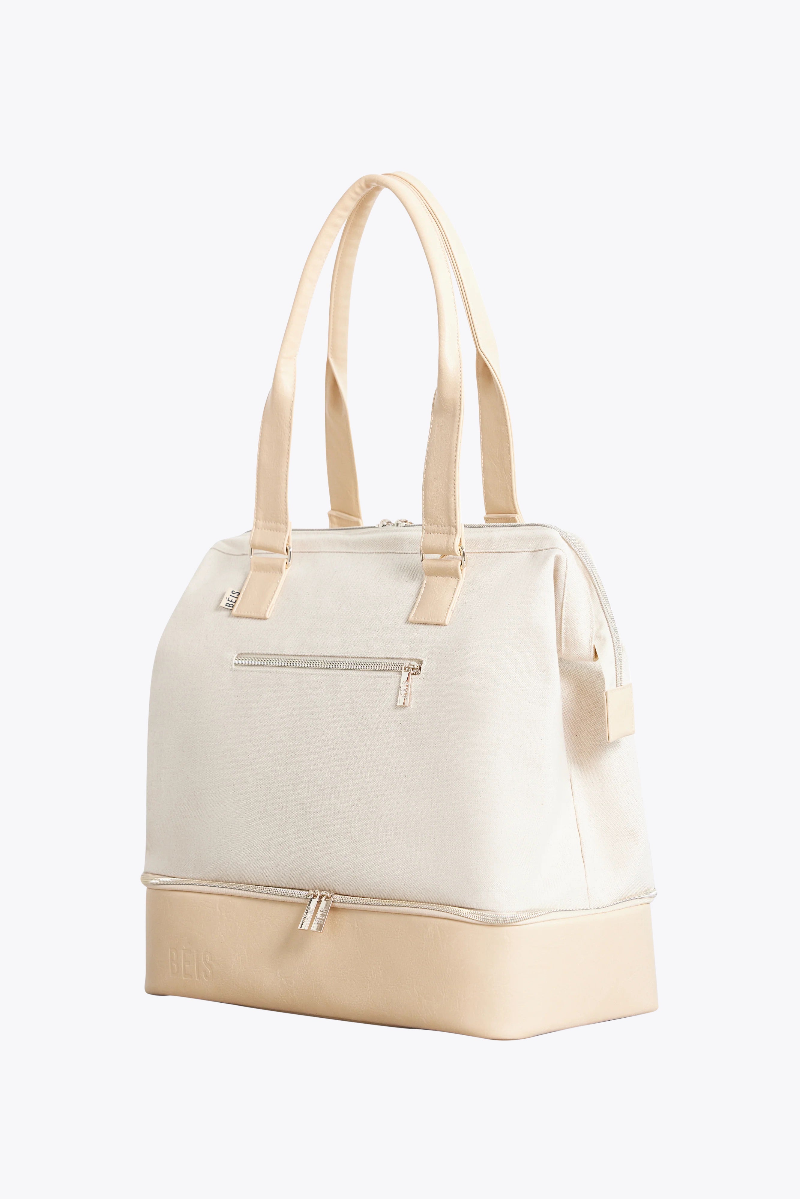 Mini Weekender Bag in Beige - Stylish & Compact Travel Duffel for Weekend Getaways, Gym, or Overnight Trips