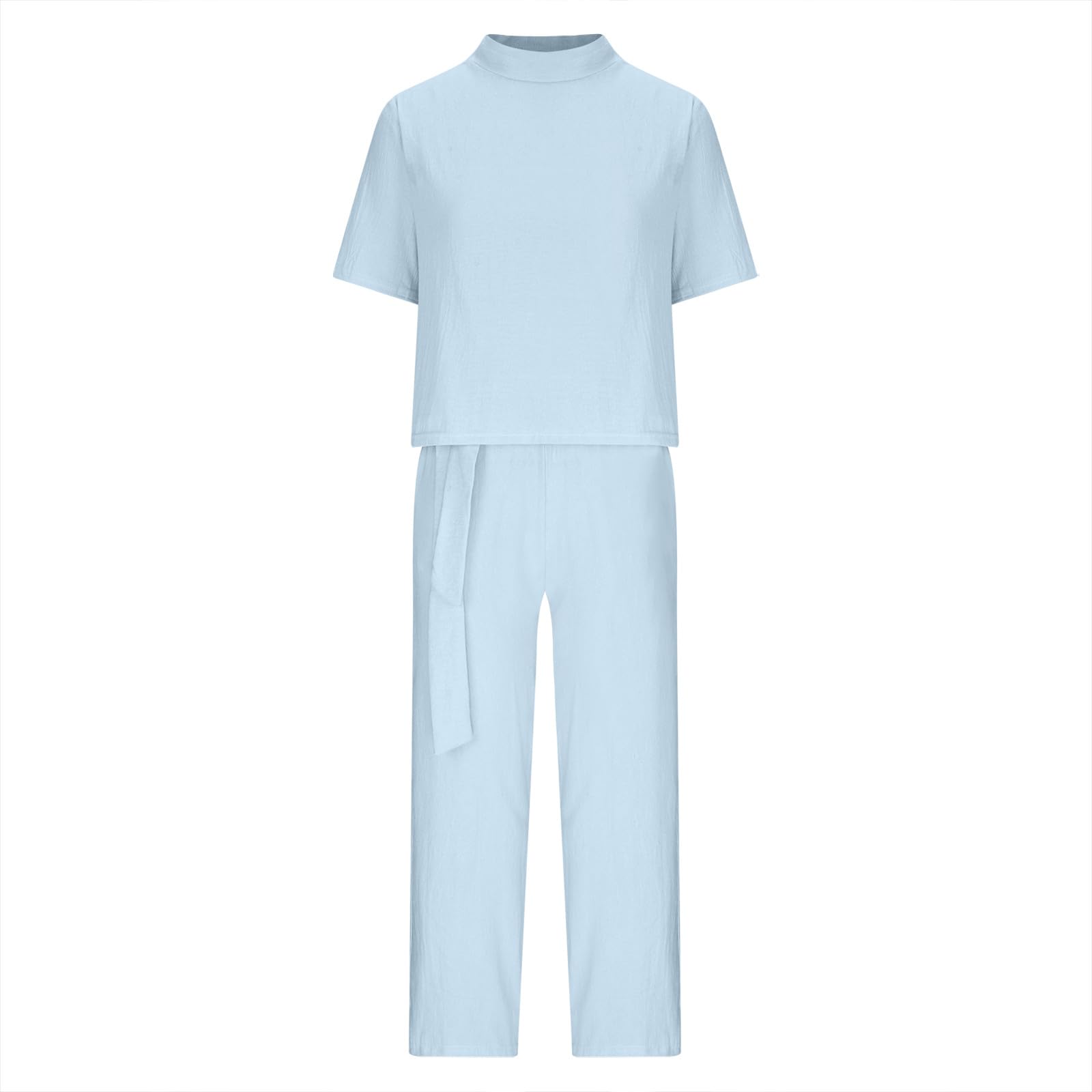 Women's Linen Shirt & Wide Leg Pants Set - 2 Piece Outfit for Fall | Comfortable Maternity Pajamas & Casual Wear | Perfect for Home, Office & Travel
