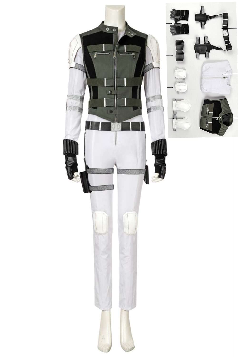 Verycos Women's Yelena Belova Black Widow Cosplay Costume Set - Vest, Uniform Suit, Gloves, Belt & Backpack for Halloween, Comic Con & Cosplay Events