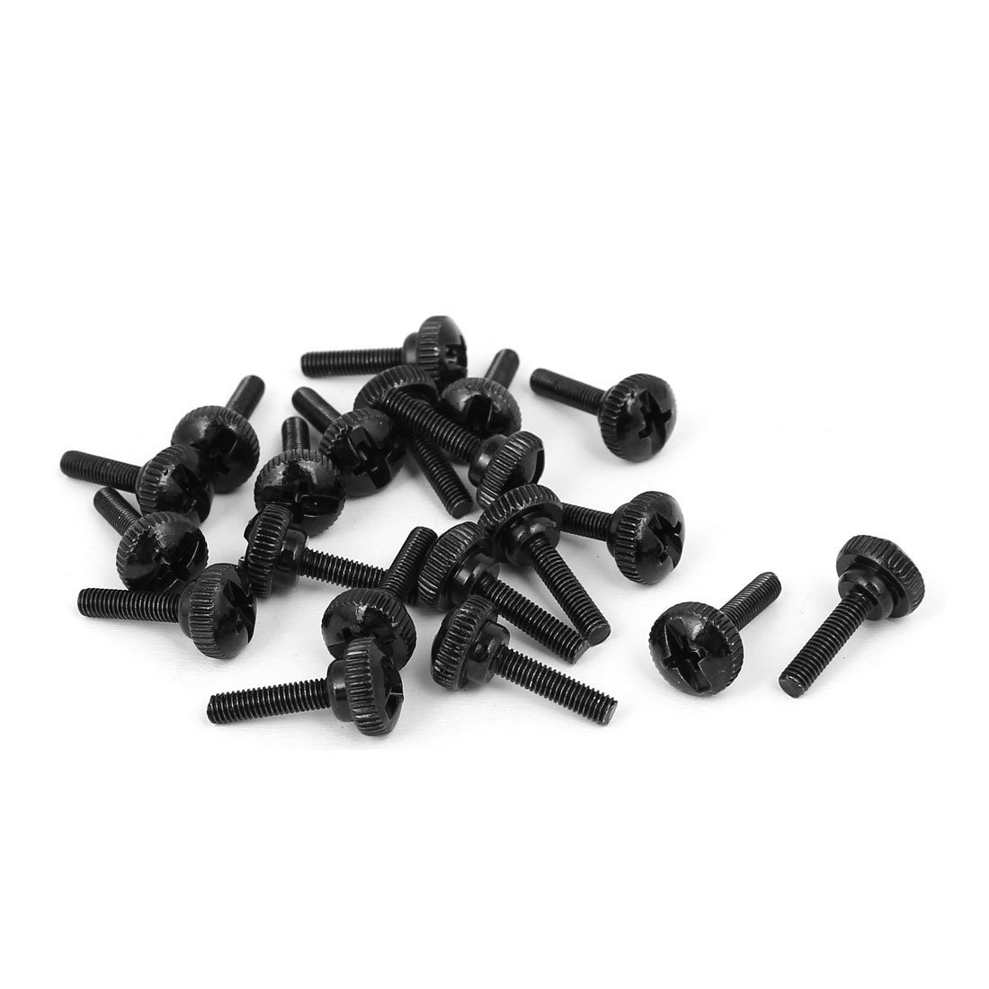 IIVVERR M3 x 12mm Knurled Phillips Head Thumb Screws - Black (20pcs) - Computer Case Screws for PC Builds & DIY Electronics Projects - Easy Grip Fasteners for PC Cases, Servers & Workstations