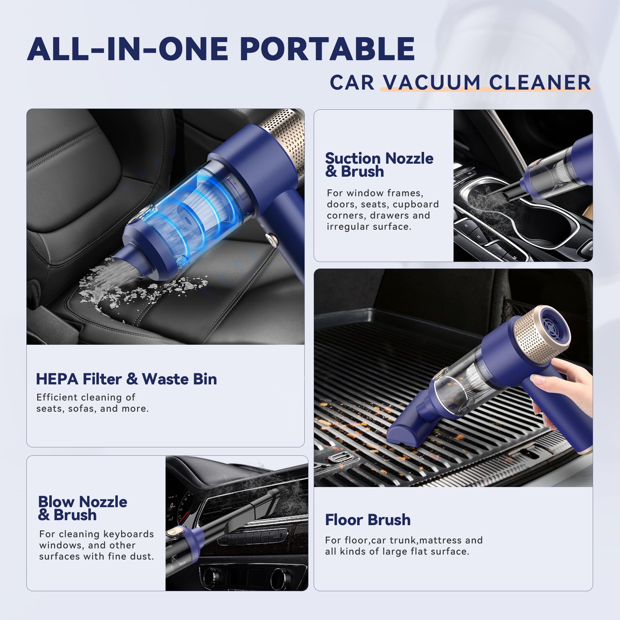 Sporvet 9500Pa 120W Powerful Mini Wireless Vacuum Cleaner with LED Light - Portable Handheld Vacuum for Home, Car, Sofa & Kitchen Cleaning | Perfect for Pet Hair, Crumbs & Dust Removal