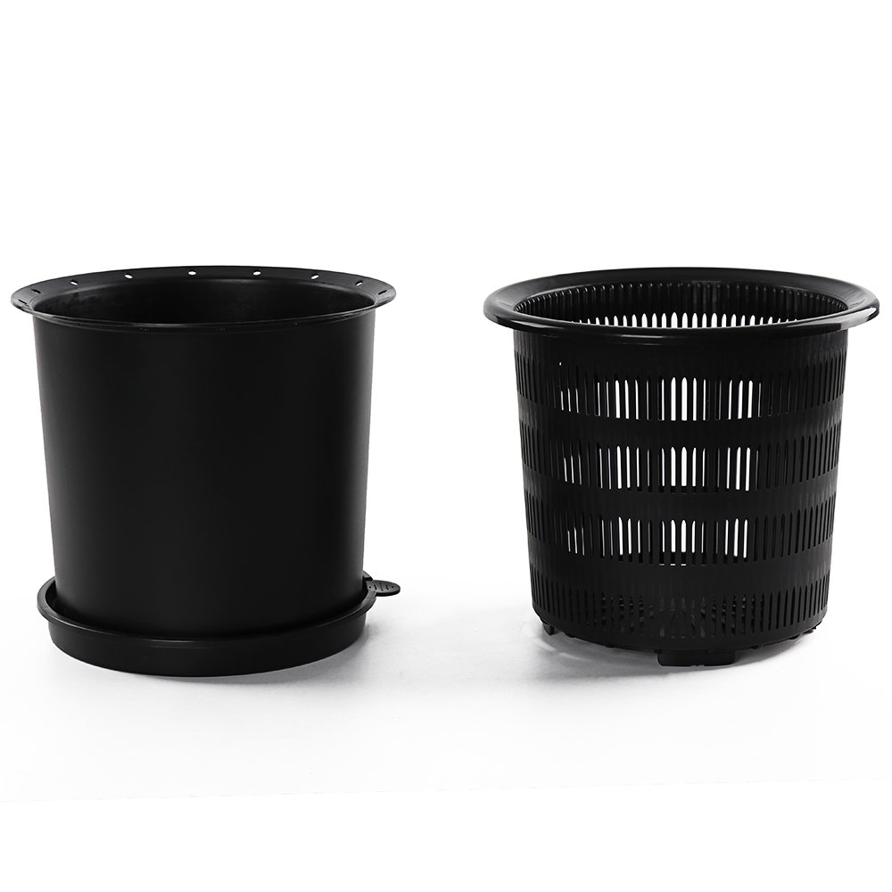 Firlar 2 Inner and 2 Outer Orchid Flower Pots - 7.5 Inch Plastic Planters with Drainage Holes & Mesh for Indoor/Outdoor Plants - Perfect for Orchids, Herbs, Snake Plants, Succulents (Black) - Ideal for Home Decor, Garden, Patio & Office Spaces